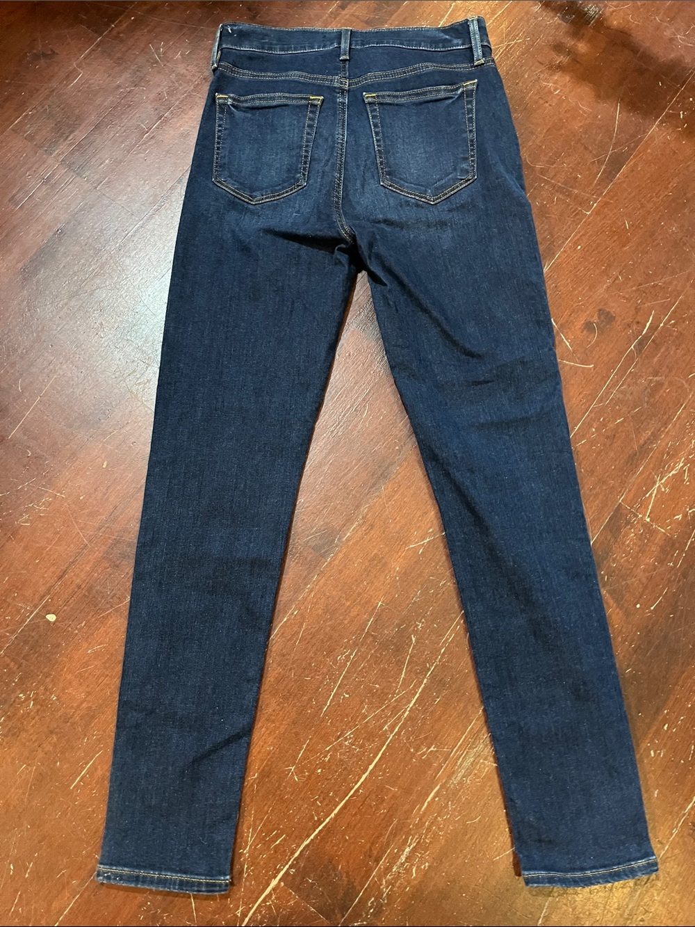 🌻3/$15🌻 LOFT Dark Blue Denim Jeans with Gold Stitching Detail - Picture 5 of 9